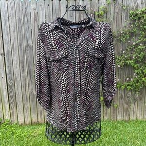 EMILY DANIELS Black and Fuchsia Sparkly Top